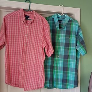 Basic Editions Men's Plaid Button-Down Shirts - 2 Shirts XLT